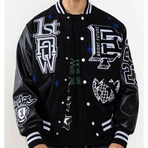 Black Varsity Jacket with Graphic Patches